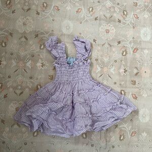 Purple Striped Ruffle Dress